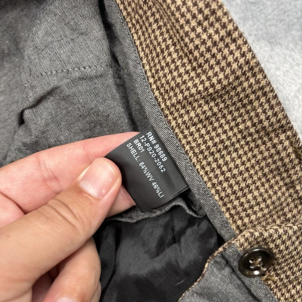 Todd Snyder Houndstooth Dress Pants Men's 36x33 Brown Tan Italy Wool Linen